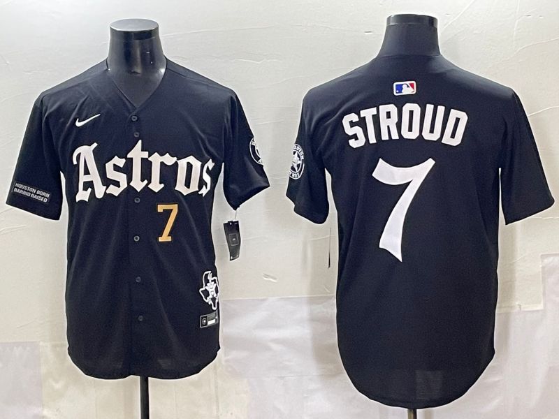 Men 2025 Houston Astros #7 Stroud Black Five generations Joint Name Nike MLB Jersey style 5